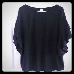Black Chico’s Blouse with Ruffle Short Sleeves